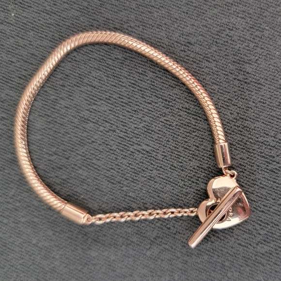 Pandora Moments Heart T-Bar Snake Chain Bracelet - Picture 4 of 6